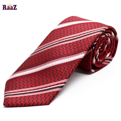 Picture of Red Imperial Stitch Broad Stripe Statement Tie For Men
