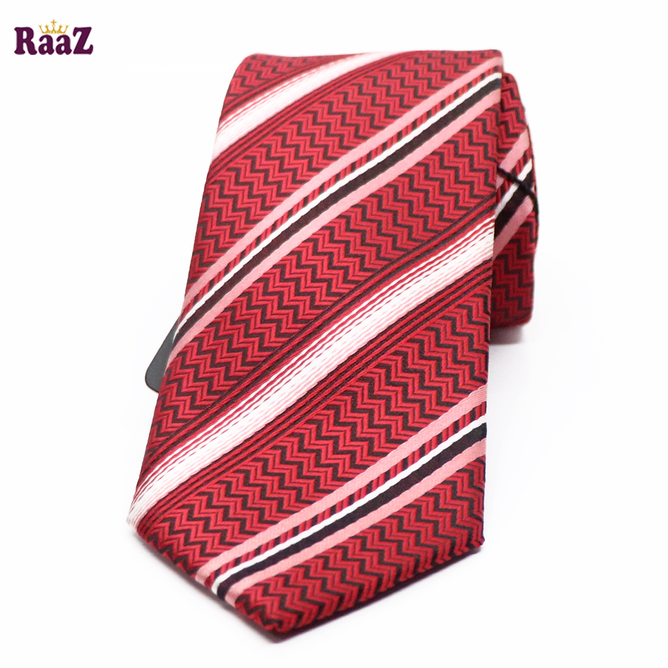 Picture of Red Imperial Stitch Broad Stripe Statement Tie For Men