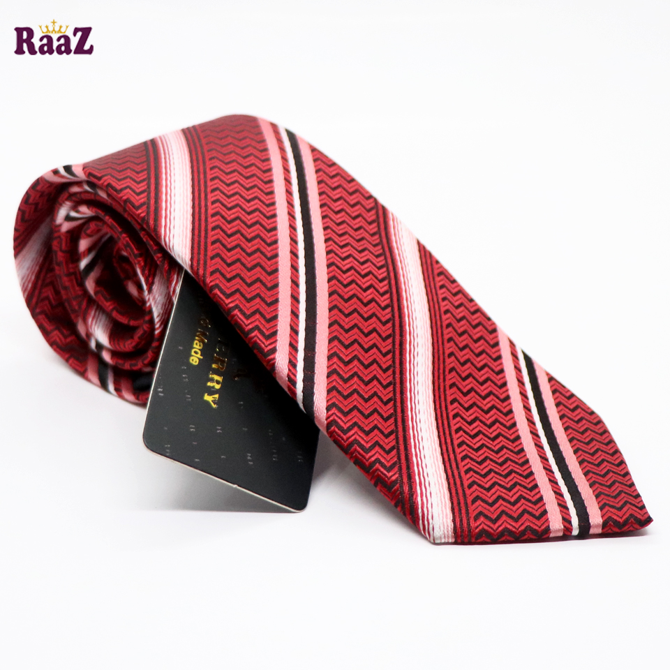 Picture of Red Imperial Stitch Broad Stripe Statement Tie For Men