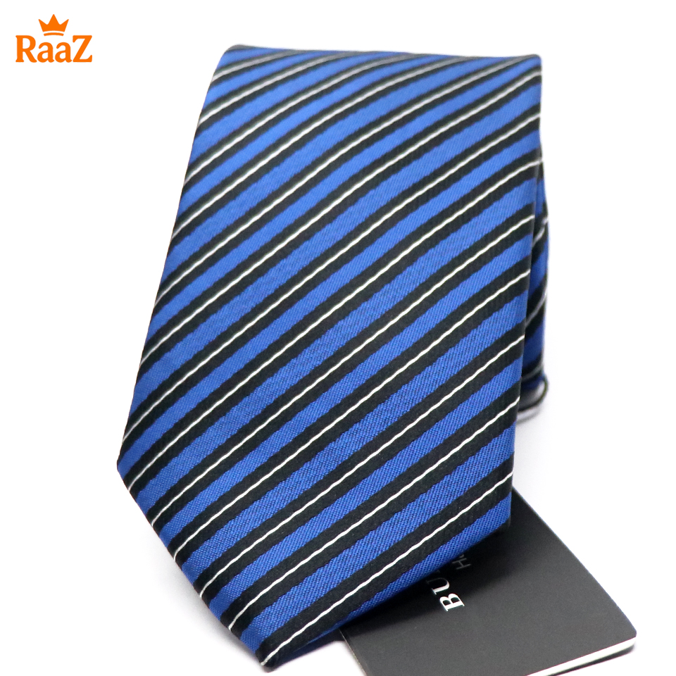 Picture of Blue Back Imperial Stitch Broad Stripe Statement Tie For Men
