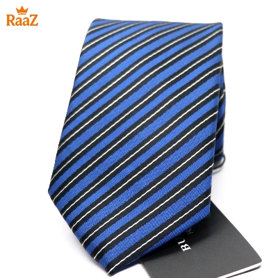 Picture of Blue Back Imperial Stitch Broad Stripe Statement Tie For Men