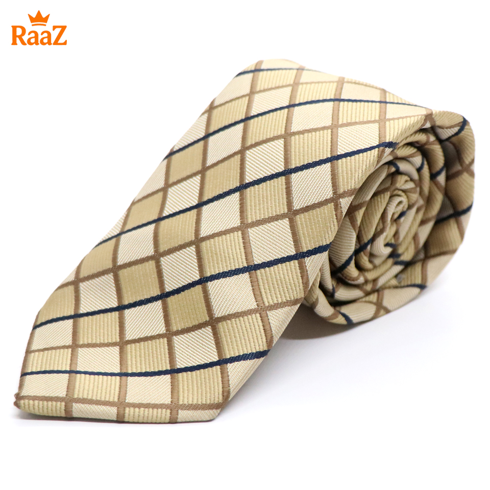 Picture of Brown Timeless Sophistication Grid Check Formal Tie For Men