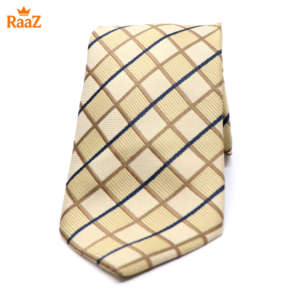 Picture of Brown Timeless Sophistication Grid Check Formal Tie For Men