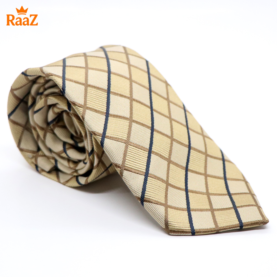 Picture of Brown Timeless Sophistication Grid Check Formal Tie For Men