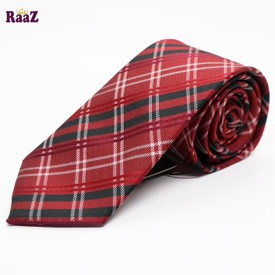 Picture of Red Black Timeless Sophistication Grid Check Formal Tie For Men