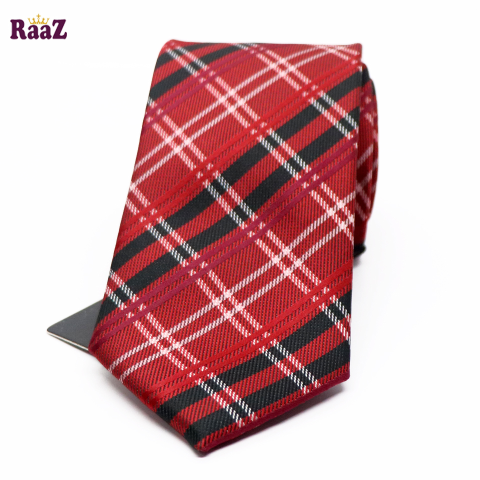 Picture of Red Black Timeless Sophistication Grid Check Formal Tie For Men