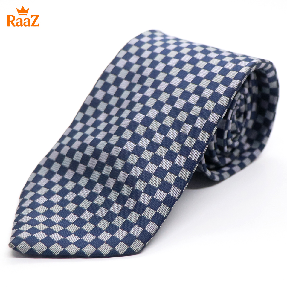 Picture of Navy Blue Timeless Sophistication Grid Check Formal Tie For Men