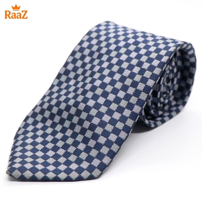 Picture of Navy Blue Timeless Sophistication Grid Check Formal Tie For Men