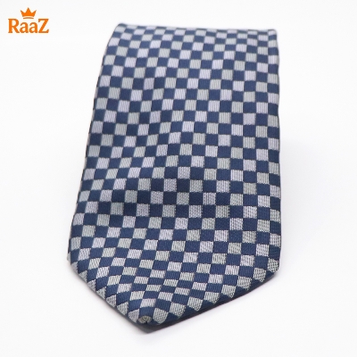 Picture of Navy Blue Timeless Sophistication Grid Check Formal Tie For Men
