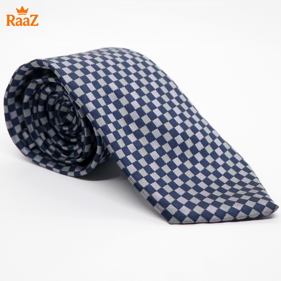 Picture of Navy Blue Timeless Sophistication Grid Check Formal Tie For Men