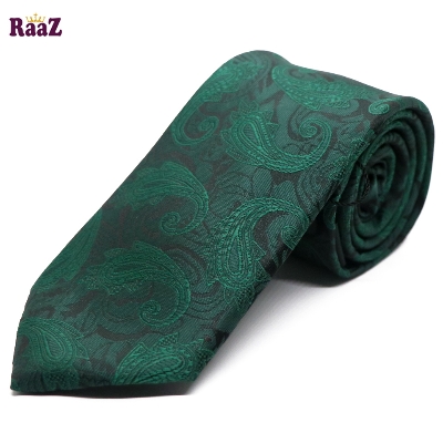 Picture of Deep Green Bloomed Charm Floral Embroidery Design Wedding Tie For Men