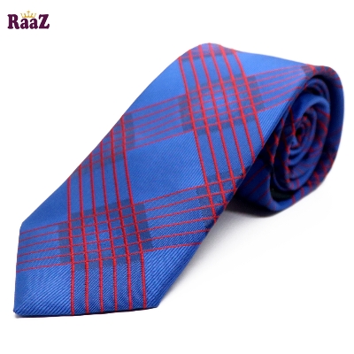 Picture of Blue Timeless Sophistication Grid Check Formal Tie For Men