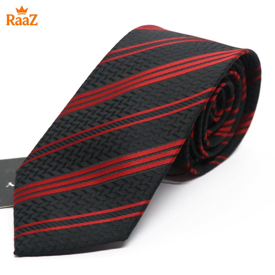 Picture of Red Black Modern Aristocrat Bold Stripe Signature Tie For Men