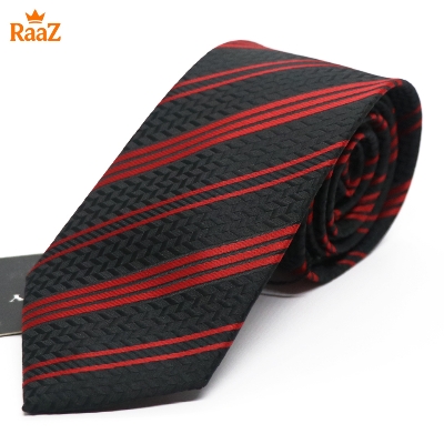 Picture of Red Black Modern Aristocrat Bold Stripe Signature Tie For Men