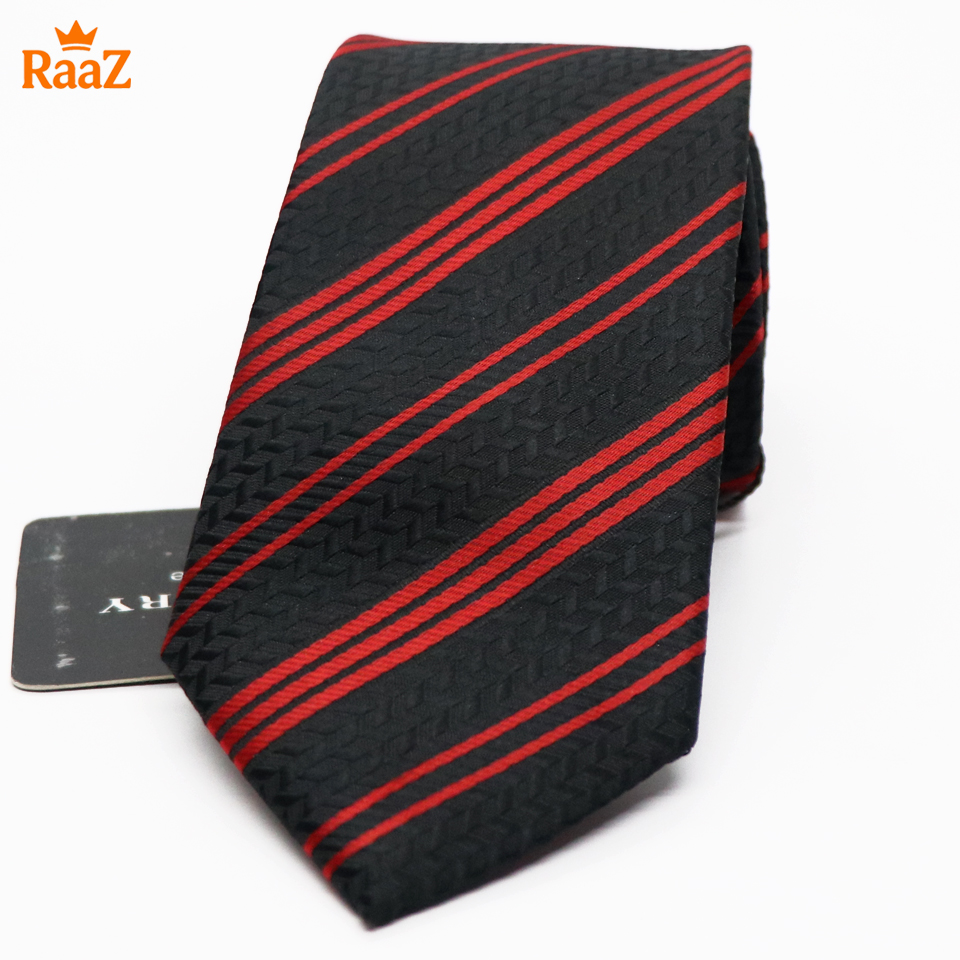 Picture of Red Black Modern Aristocrat Bold Stripe Signature Tie For Men