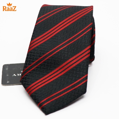 Picture of Red Black Modern Aristocrat Bold Stripe Signature Tie For Men