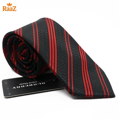Picture of Red Black Modern Aristocrat Bold Stripe Signature Tie For Men