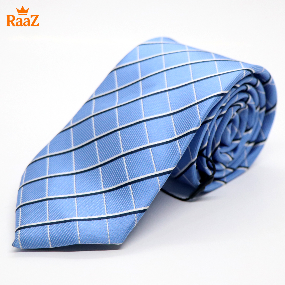 Picture of Blue Geometric Square Precision Cut Tie For Men