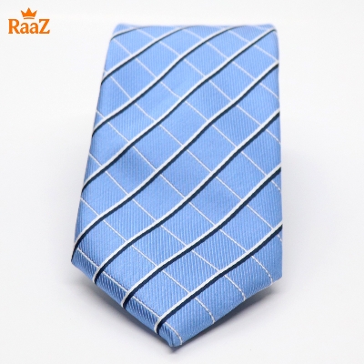 Picture of Blue Geometric Square Precision Cut Tie For Men