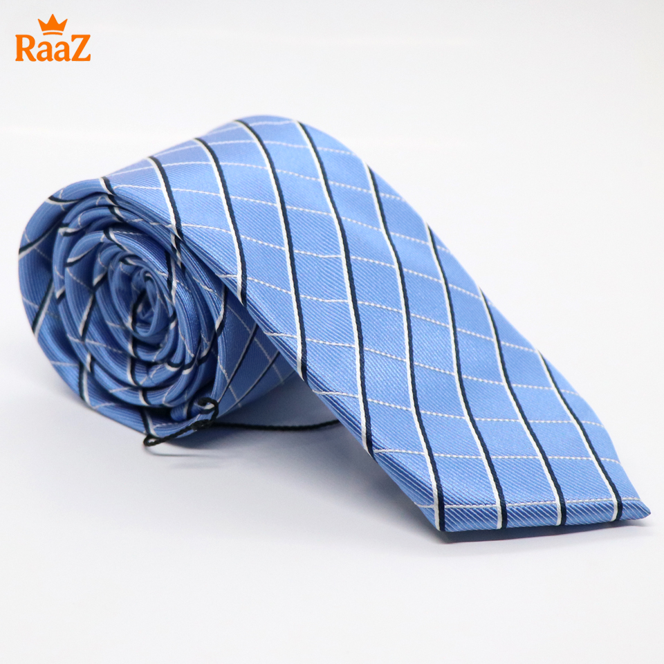 Picture of Blue Geometric Square Precision Cut Tie For Men
