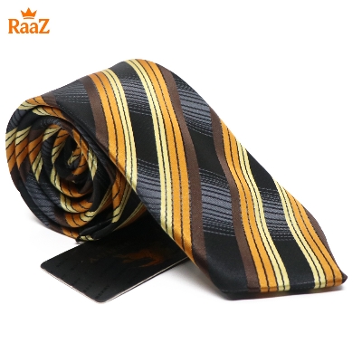 Picture of Black Yellow Timeless Gentleman Stripe Elegance Tie For Men
