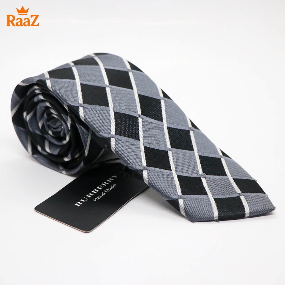 Picture of Grey Silver Geometric Square Precision Cut Tie For Men