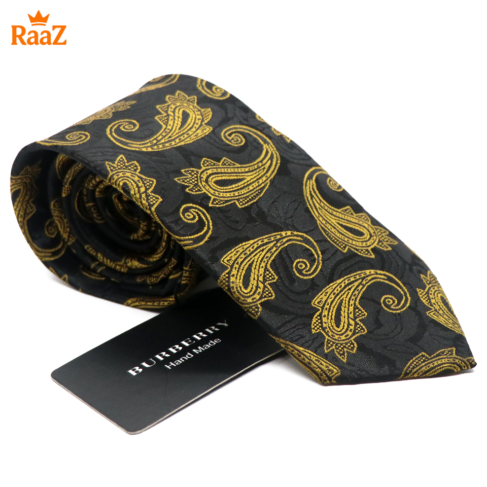 Picture of Yellow Black Elegant Bloom Floral Impression Weave Tie For Men