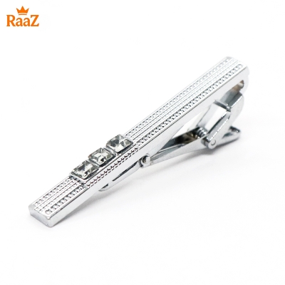 Picture of Silver Square Stone RoyalPin Signature Collection Tie Clip for Men