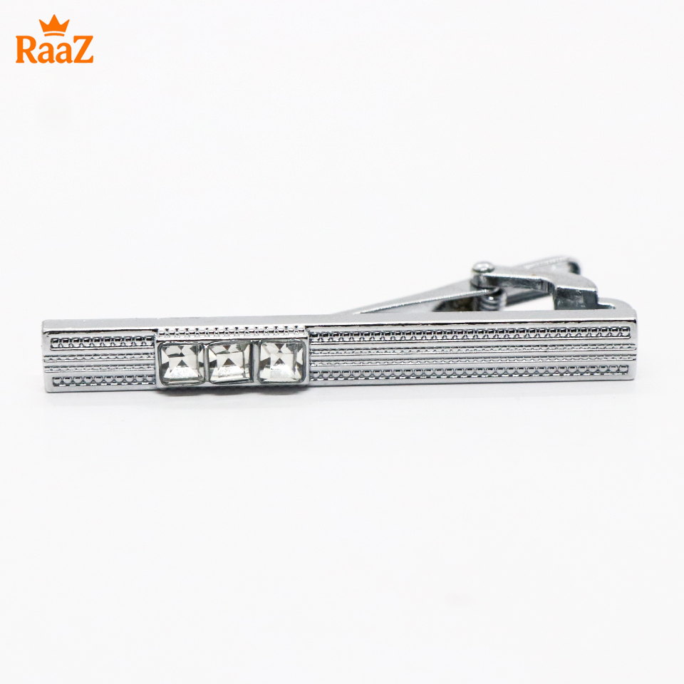 Picture of Silver Square Stone RoyalPin Signature Collection Tie Clip for Men