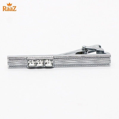 Picture of Silver Square Stone RoyalPin Signature Collection Tie Clip for Men