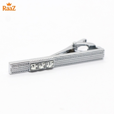 Picture of Silver Square Stone RoyalPin Signature Collection Tie Clip for Men
