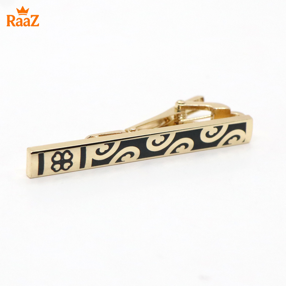Picture of Golden Flower Design Metal Tie Clip For Men