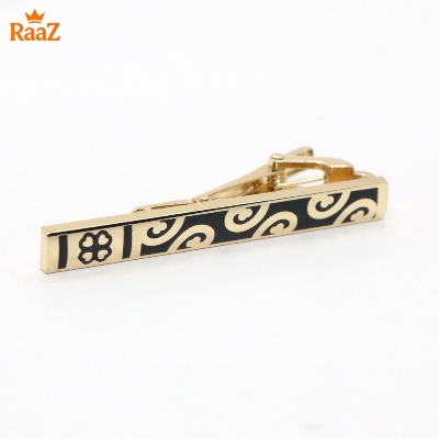 Picture of Golden Flower Design Metal Tie Clip For Men