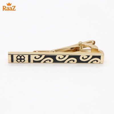 Picture of Golden Flower Design Metal Tie Clip For Men