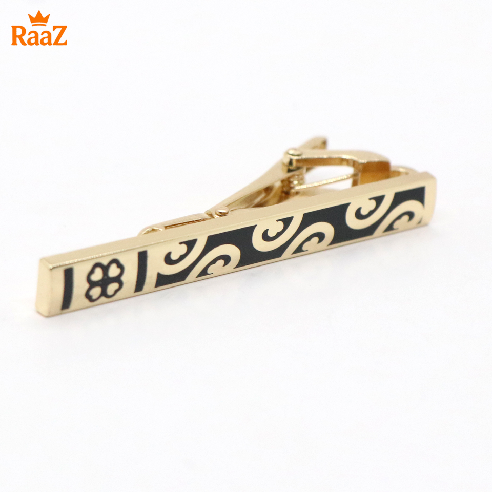 Picture of Golden Flower Design Metal Tie Clip For Men