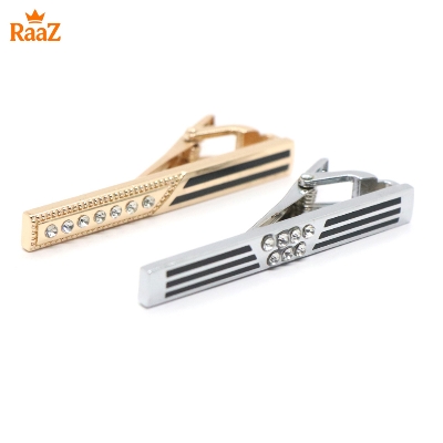 Picture of Stripe Stone Metal Tie Clip For Men