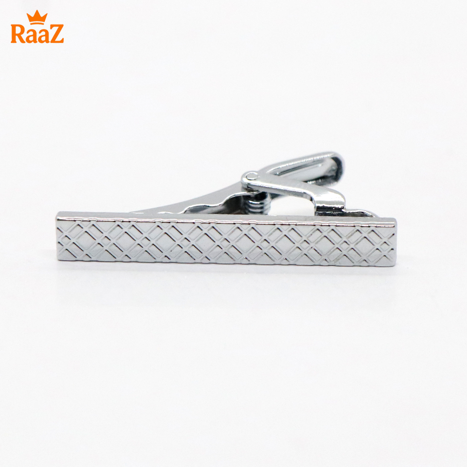 Picture of Silver Cross & Stripe Hybrid Tie Clip for Men