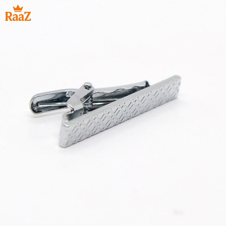 Picture of Silver Cross & Stripe Hybrid Tie Clip for Men