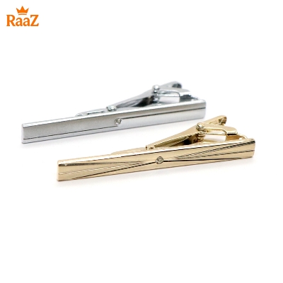 Picture of 2Pc Stone & Stripe Hybrid Tie Clip Set for Men