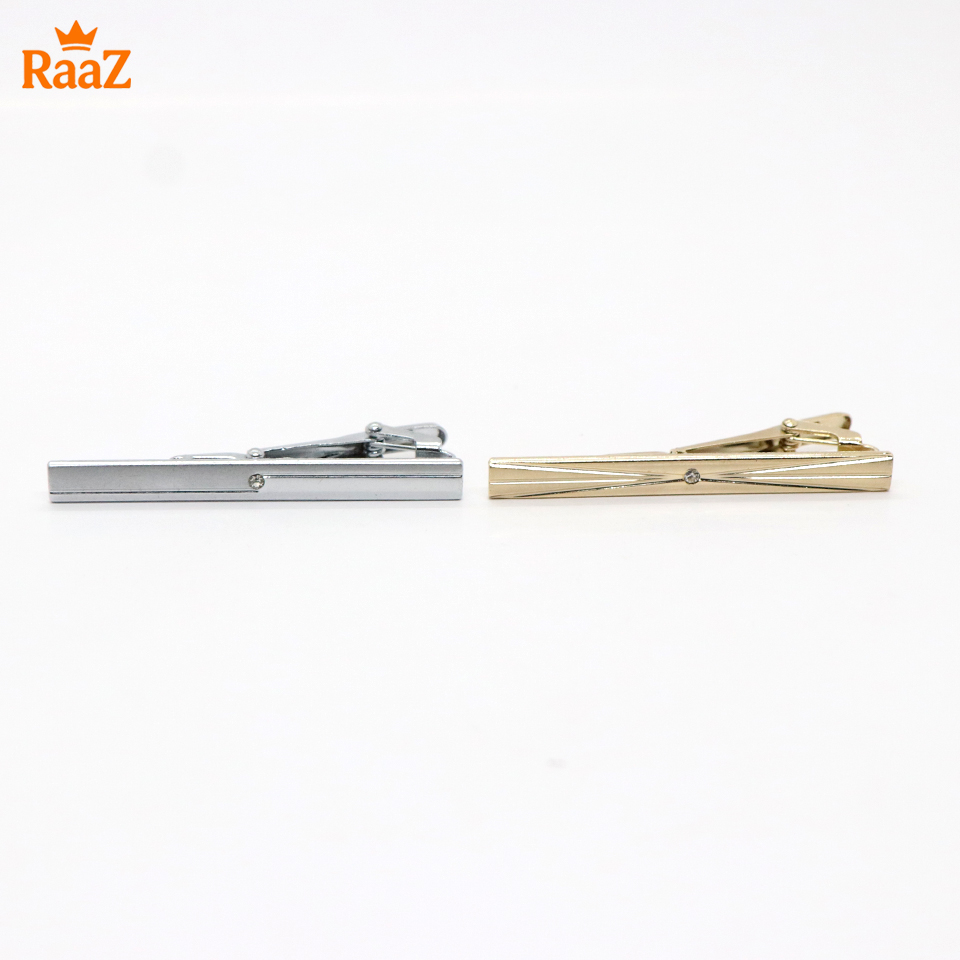 Picture of 2Pc Stone & Stripe Hybrid Tie Clip Set for Men