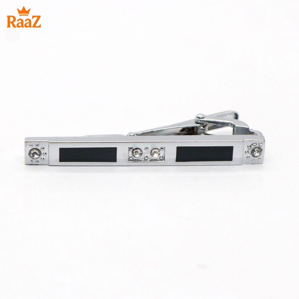 Picture of Silver Black Stone Stainless Steel Tie Clip  Design for Men