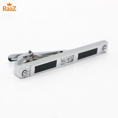 Picture of Silver Black Stone Stainless Steel Tie Clip  Design for Men
