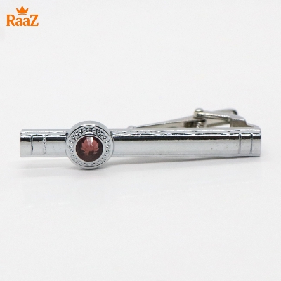 Picture of Silver Purple Stone Premium Stainless Steel Tie Clip Bar For Men