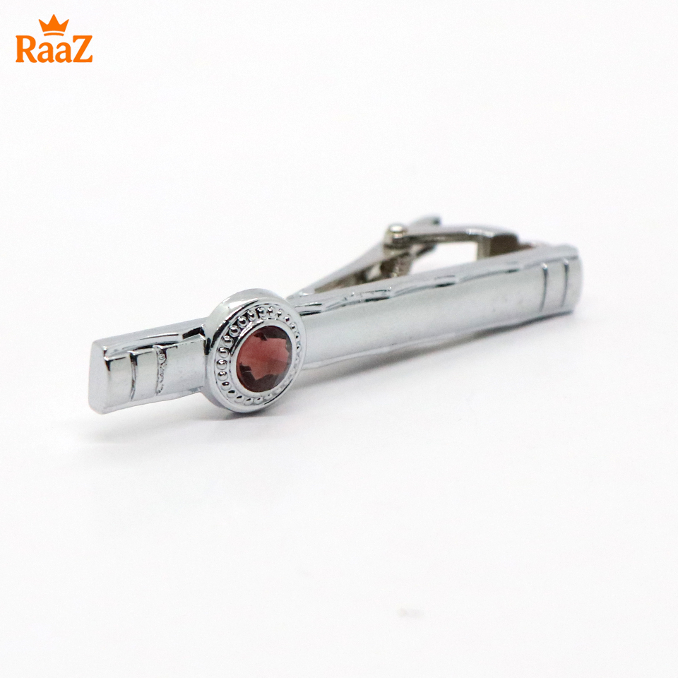 Picture of Silver Purple Stone Premium Stainless Steel Tie Clip Bar For Men