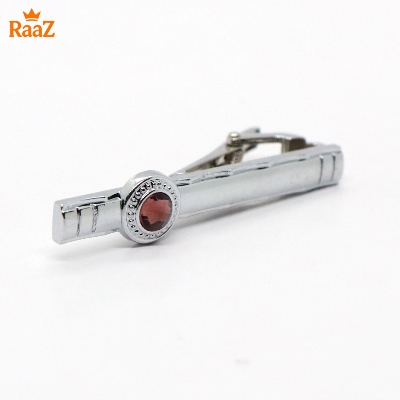 Picture of Silver Purple Stone Premium Stainless Steel Tie Clip Bar For Men