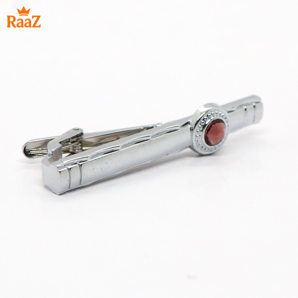 Picture of Silver Purple Stone Premium Stainless Steel Tie Clip Bar For Men