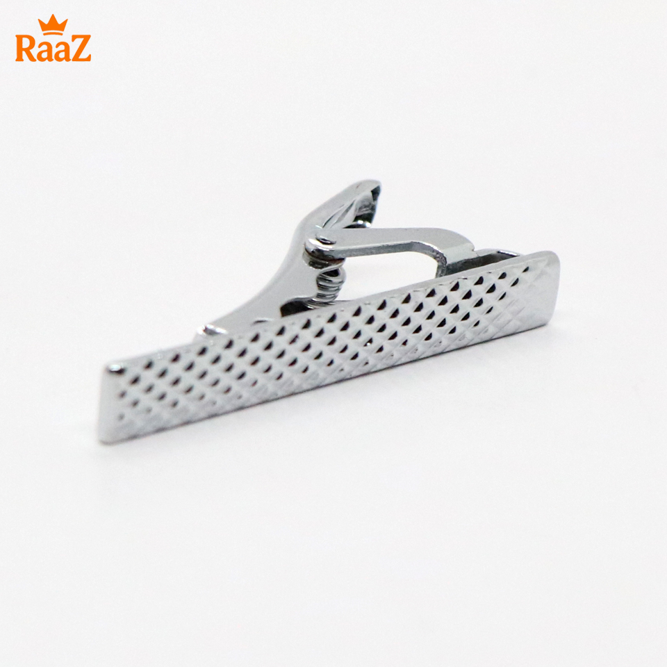 Picture of Silver Stainless Steel Tie Clip with Mosaic Design for Men