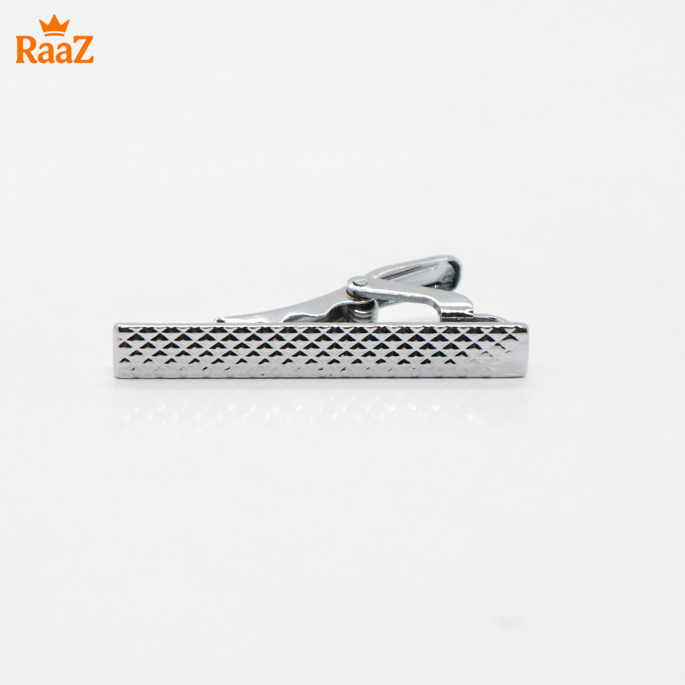 Picture of Silver Stainless Steel Tie Clip with Mosaic Design for Men