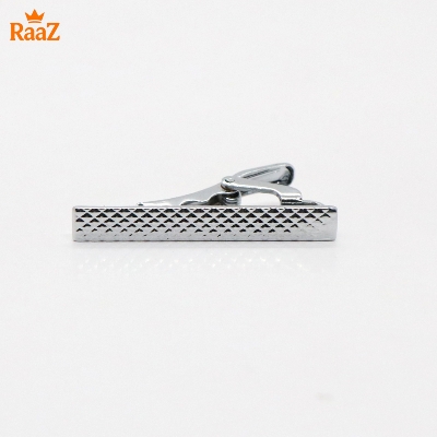 Picture of Silver Stainless Steel Tie Clip with Mosaic Design for Men