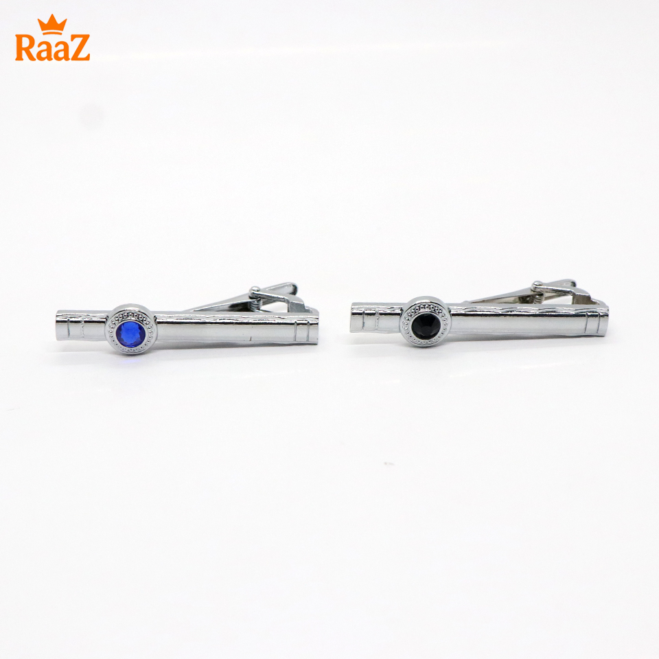 Picture of 2Pc Stone Premium Stainless Steel Tie Clip Bar Set For Men